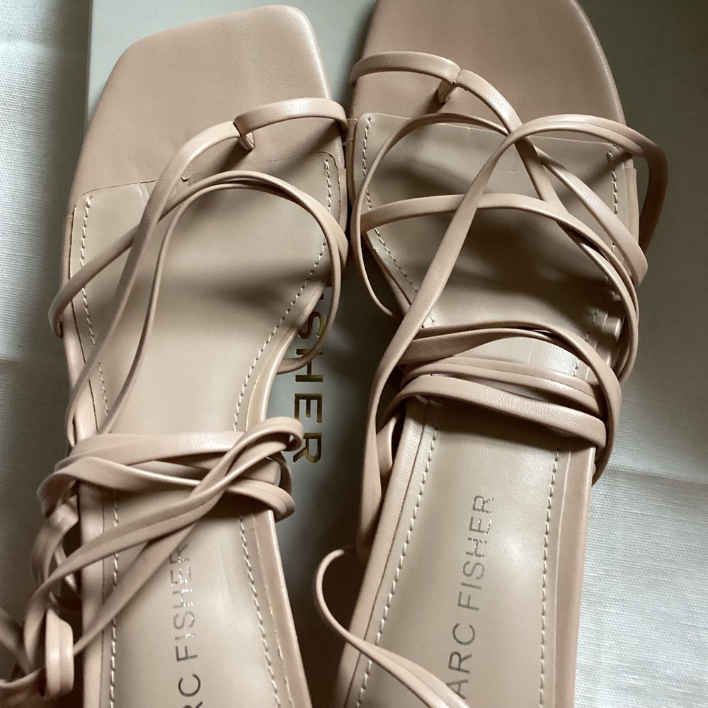 Marc Fisher Nude Blush Strappy Square-Toe Sandals